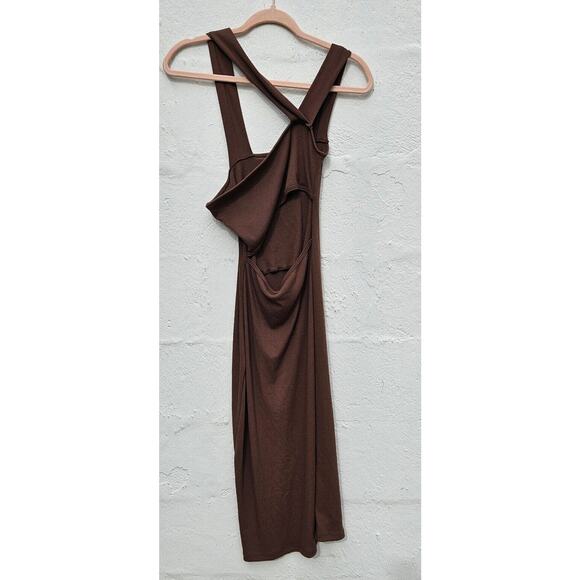 Sarengsami Revolve Womens Dress Small Med Brown Mojo Rib Knit Cut Out Walnut - Picture 6 of 14